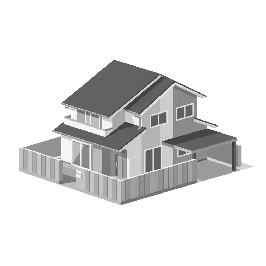 戸建て住宅と敷地内の設備